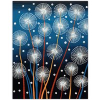Artery8 Wall Art Print Dandelion Seeds Fireworks Folk Art Painting Blue Poster Picture | Size: W18" x H24"