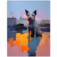 Artery8 Wall Art Print Waiting for His Master Terrier Dog Portrait Poster Picture | Size: W18" x H24"