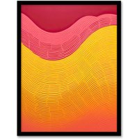 Artery8 Wall Art Print Abstract Minimalism Orange Yellow Pink Gradient Framed | Size: A4