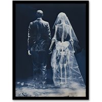 Artery8 Wall Art Print Until Death Do Us Part I Conceptual Cyanotype Framed Art Picture in Blue | Size: A4