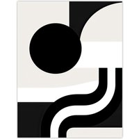 Artery8 Wall Art Print Abstract Geometric Black White Minimalist Curves Shapes Poster | Size: W12" x H16"