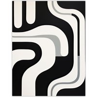 Artery8 Wall Art Print Minimalist Curves Shapes Abstract Black White Geometric Poster | Size: W12" x H16"