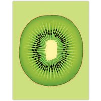 Artery8 Wall Art Print Kiwi Fruit Slice Bright Graphic Kitchen Artwork Poster Picture in Green | Size: W12" x H16"