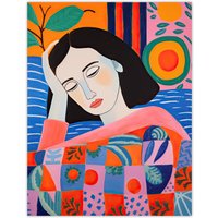 Artery8 Wall Art Print Dreaming of the Mediterranean Abstract Portrait Poster Picture | Size: W12" x H16"