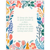 Artery8 Wall Art Print Body in Good Health Buddhist Mindfulness Quote Floral Poster | Size: W18" x H24"