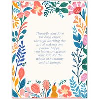 Artery8 Wall Art Print Love Whole Humanity Buddhist Mindfulness Quote Floral Poster | Size: W18" x H24"