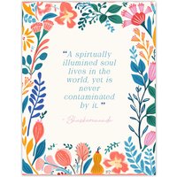 Artery8 Wall Art Print Hinduism Illuminated Soul Bhaskarananda Hindu Quote Floral Poster | Size: W18" x H24"