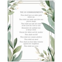 Artery8 Wall Art Print The 10 Ten Commandments Green Exodus Faith Bible Quote Poster | Size: W18" x H24"