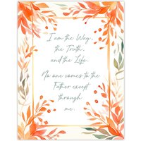 Artery8 Wall Art Print The Way The Truth The Life Orange Bible Quote New Testament Art Poster | Size: W18" x H24"