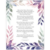 Artery8 Wall Art Print Modern Blessed Beatitudes Violet Pope Francis Quote Bible Poster in Purple | Size: W24" x H32"