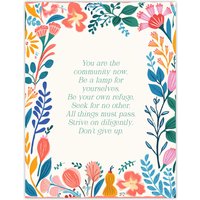Artery8 Wall Art Print Be Your Own Refuge Buddhist Mindfulness Quote Floral Poster | Size: W24" x H32"