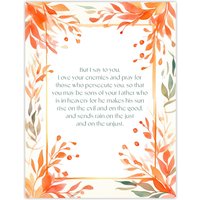 Artery8 Wall Art Print Love Your Enemies Orange Sermon on the Mount Jesus Bible Poster | Size: W24" x H32"