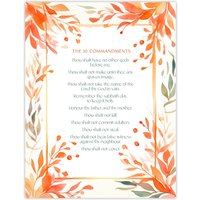 Artery8 Wall Art Print The 10 Ten Commandments Orange Exodus Faith Bible Quote Poster | Size: W24" x H32"