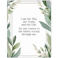 Artery8 Wall Art Print The Way The Truth The Life Green Bible Quote New Testament Poster | Size: W24" x H32"