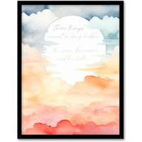 Artery8 Wall Art Print Truth Cannot Be Hidden Buddhist Mindfulness Sun Clouds Framed in Orange | Size: W12" x H16"