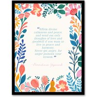 Artery8 Wall Art Print Hinduism Affirm Divine Calm Paramahansa Yogananda Quote Framed | Size: W12" x H16"
