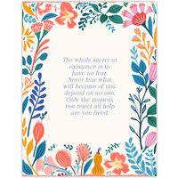 Artery8 Wall Art Print The Secret to Existence Buddhist Mindfulness Quote Floral Poster | Size: W12" x H16"