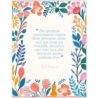 Artery8 Wall Art Print Hinduism Devotion Lord Krishna Veda Hindu Quote Floral Poster | Size: W12" x H16"