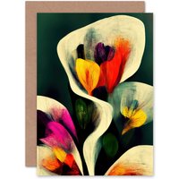 Artery8 Abstract Spring Flowers for Wife Her Birthday Mothers Day Greeting Card