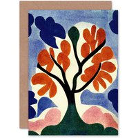 Artery8 Matisse Style Tree for Wife Her Birthday Thank You Greeting Card in Blue