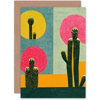 Artery8 Cactus Abstract for Him or Her Man Woman Birthday Thank You Greeting Card