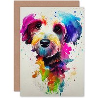 Artery8 Watercolour Dog Lover for Child Children Kids Birthday Greeting Card