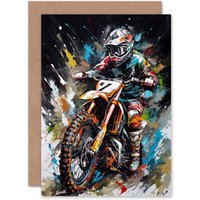 Artery8 Motocross Dirt Bike Action for Husband Him Dad Brother Greeting Card
