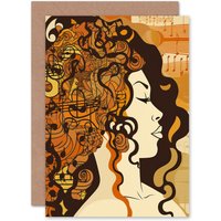 Artery8 Music Festival Boho Retro for Wife Her Birthday Thank You Greeting Card in Orange