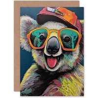 Artery8 Happy Fun Koala Bear Sunglasses Child Kids Birthday Greeting Card