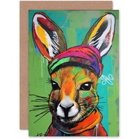Artery8 Rabbit Rasta Hat Graffiti Child Children Kids Birthday Greeting Card
