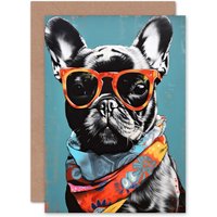 Artery8 Bulldog & Bandana Sunglasses Fun for Him or Her Birthday Greeting Card