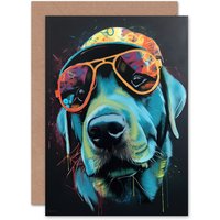 Artery8 Labrador Retriever Specs & Hat Combo Fun Birthday Greeting Card