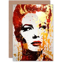 Artery8 Red & Gold Glitter Fashion Glamour Shot Birthday Greeting Card