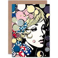 Artery8 Modern Woman Portrait Blonde Abstract Birthday Thank You Greeting Card