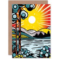 Artery8 Sunset Landscape Comic Book for Wife Her Birthday Thank You Greeting Card