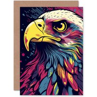 Artery8 Eagle Eyes Colourful Modern for Husband Him Dad Son Brother Greeting Card