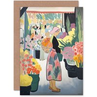 Artery8 Dutch Pastel Painting Flower Market Her Birthday Thank You Greeting Card