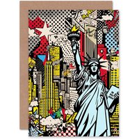 Artery8 New York City Skyline Pop Art American Dream Thank You Greeting Card