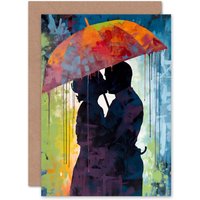 Artery8 Kissing in the Rain Romance Love Anniversary Anniversary Card