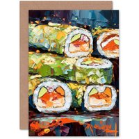Artery8 California Roll Sushi Food Lover for Him or Her Birthday Greeting Card