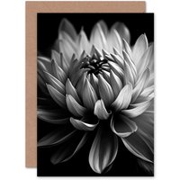 Artery8 Dahlia Flower Floral Black White for Wife Her Mothers Day Greeting Card in Grey