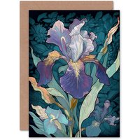 Artery8 A Single Iris Flower Bloom for Wife Her Birthday Thank You Greeting Card