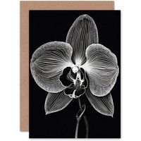 Artery8 Orchid Flower Bloom Black for Wife Her Birthday Thank You Greeting Card