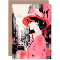 Artery8 London Vintage Woman Pink Fashion for Wife Her Birthday Greeting Card