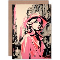 Artery8 London Vintage Fashion Pink Blonde for Wife Her Birthday Greeting Card