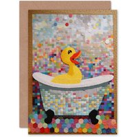 Artery8 Yellow Rubber Duck Children Kids Birthday Gender Reveal Greeting Card