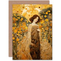 Artery8 Walk on the Wildflower Klimt Style Thank You Mothers Day Greeting Card in Gold
