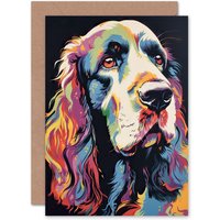 Artery8 Colourful Cocker Spaniel Dog Lover Portrait Birthday Greeting Card