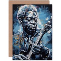 Artery8 Blues Melancholy Chicago Soul Music Gospel Birthday Greeting Card in Blue