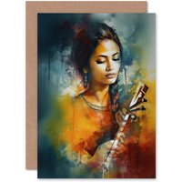 Artery8 Classical Indian Folk Music Ragini Musician Birthday Greeting Card